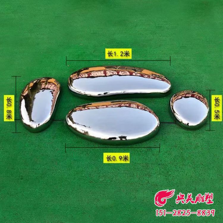 不銹鋼石頭-鏡面不銹鋼園林草坪、水景石頭擺件圖片