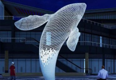 不銹鋼鯨魚-鏤空發(fā)光雕塑編織大型戶外裝飾水池造景廣場(chǎng)噴泉城市雕塑