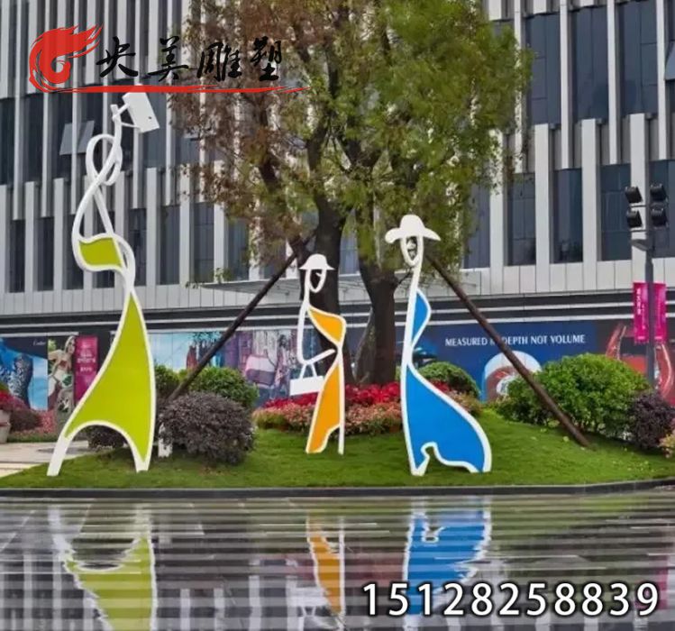 不銹鋼抽象人-商場戶外廣場大型時(shí)尚購物人雕塑擺件圖片