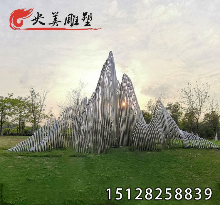 不銹鋼假山-大型戶外園林庭院廣場景觀雕塑圖片