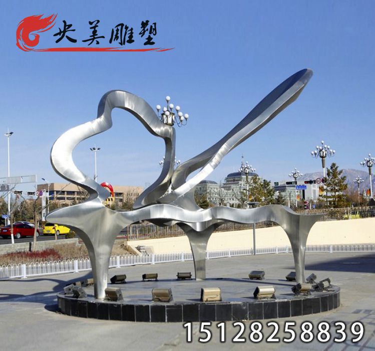 不銹鋼鋼琴雕塑-大型城市校園廣場園林景觀抽象鋼琴雕塑圖片