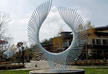 抽象不銹鋼鳳凰雕塑，廣場售樓處景觀不銹鋼鳳尾雕塑定制