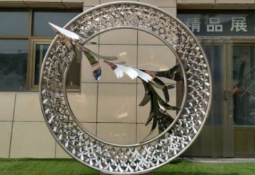 不銹鋼大雁雕塑，校園廣場景觀不銹鋼大雁圓環(huán)廠家定制