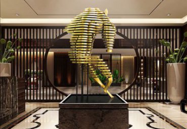 不銹鋼斷層馬雕塑  酒店會所中庭裝飾雕塑不銹鋼馬