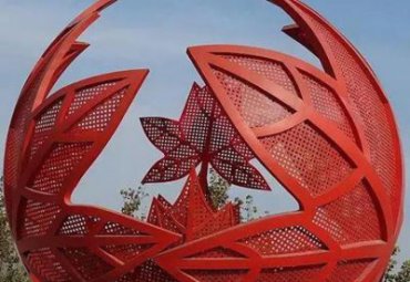 景區(qū)廣場不銹鋼楓葉鏤空球景觀雕塑