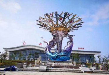 城市廣場不銹鋼大型美人魚雕塑