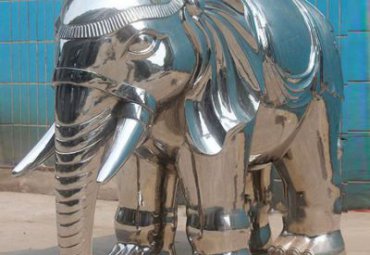 城市廣場不銹鋼鏡面大象雕塑