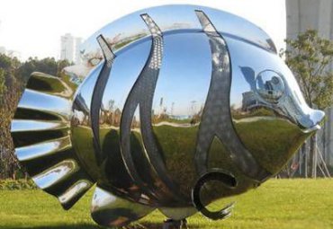 園林綠地擺放不銹鋼魚雕塑