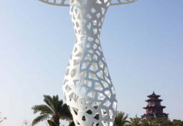 園林?jǐn)[放不銹鋼鏤空花瓶雕塑