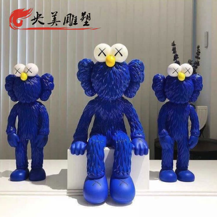 商場玻璃鋼潮品藍(lán)色芝麻街?jǐn)[件圖片