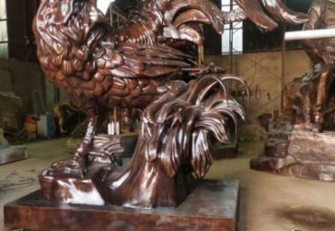 園林?jǐn)[放玻璃鋼仿銅公雞雕塑