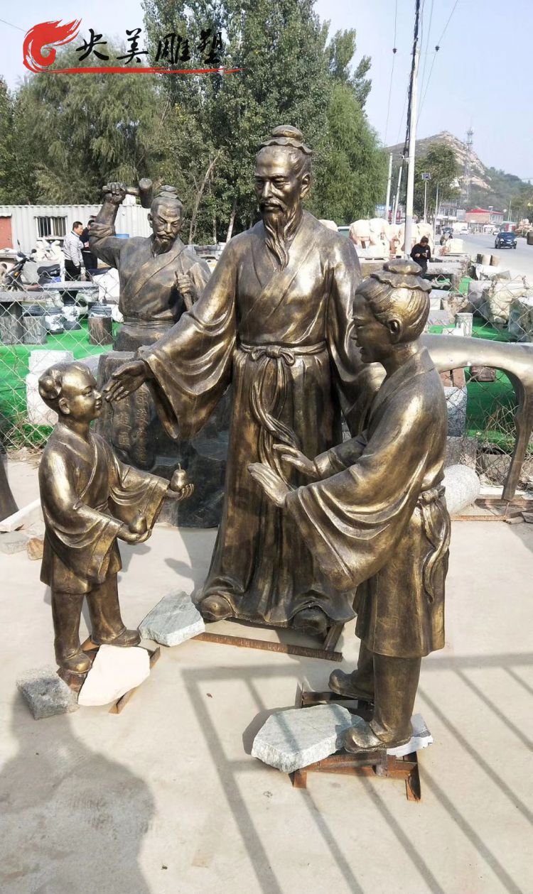 廣場玻璃鋼仿銅孔融讓梨典故人物雕塑圖片