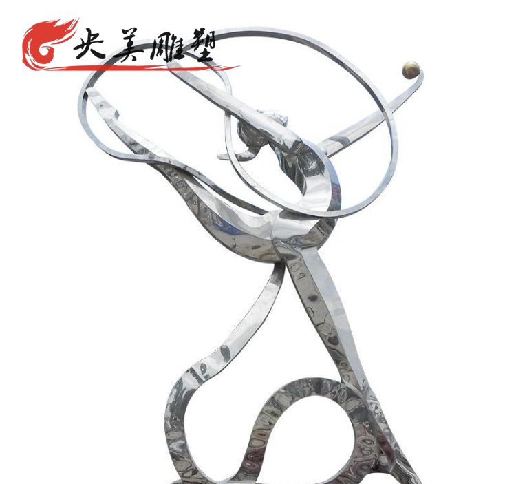 廣場(chǎng)不銹鋼抽象體操人物雕塑圖片