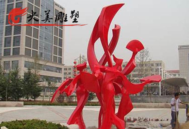 公園擺放不銹鋼抽象扭秧歌人物雕塑圖片