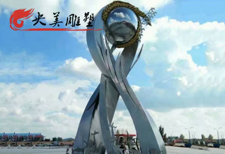 廣場不銹鋼抽象水稻雕塑圖片