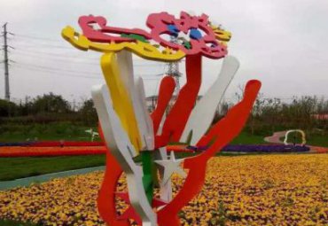 園林廣場綠地擺放不銹鋼彩繪抽象手型雕塑