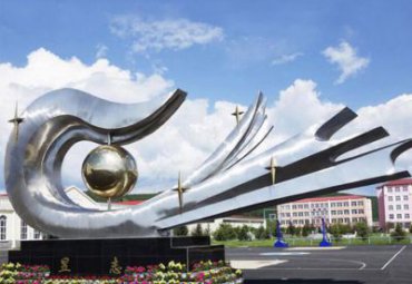 學校廣場擺放不銹鋼抽象景觀雕塑