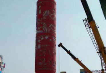 廣場(chǎng)擺放不銹鋼剪紙文化柱雕塑