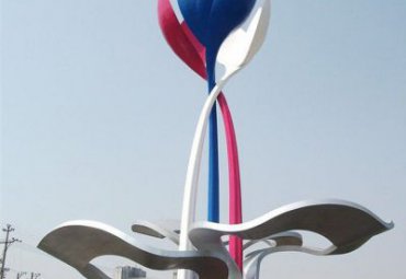 廣場擺放不銹鋼大型荷花景觀雕塑