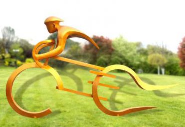 不銹鋼抽象騎車(chē)運(yùn)動(dòng)景觀雕塑學(xué)校公園擺件