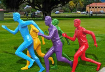 玻璃彩繪抽象運動跑步人物雕塑